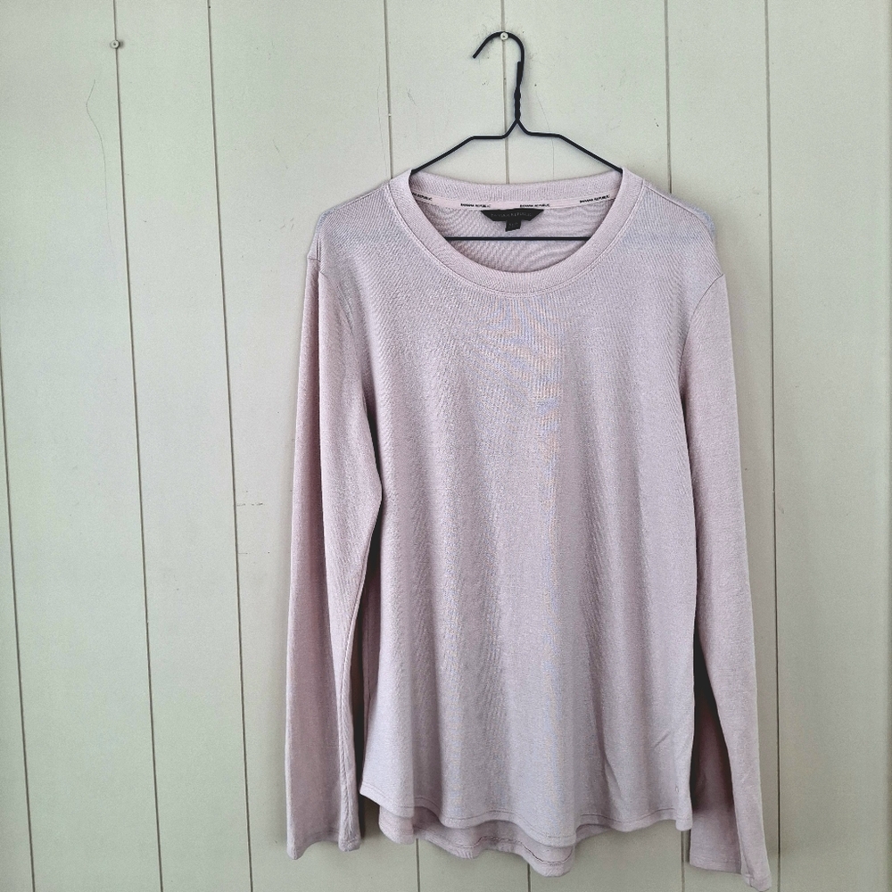 Banana Republic Large Lightweight Long Sleeve Knit Top Blush Pink